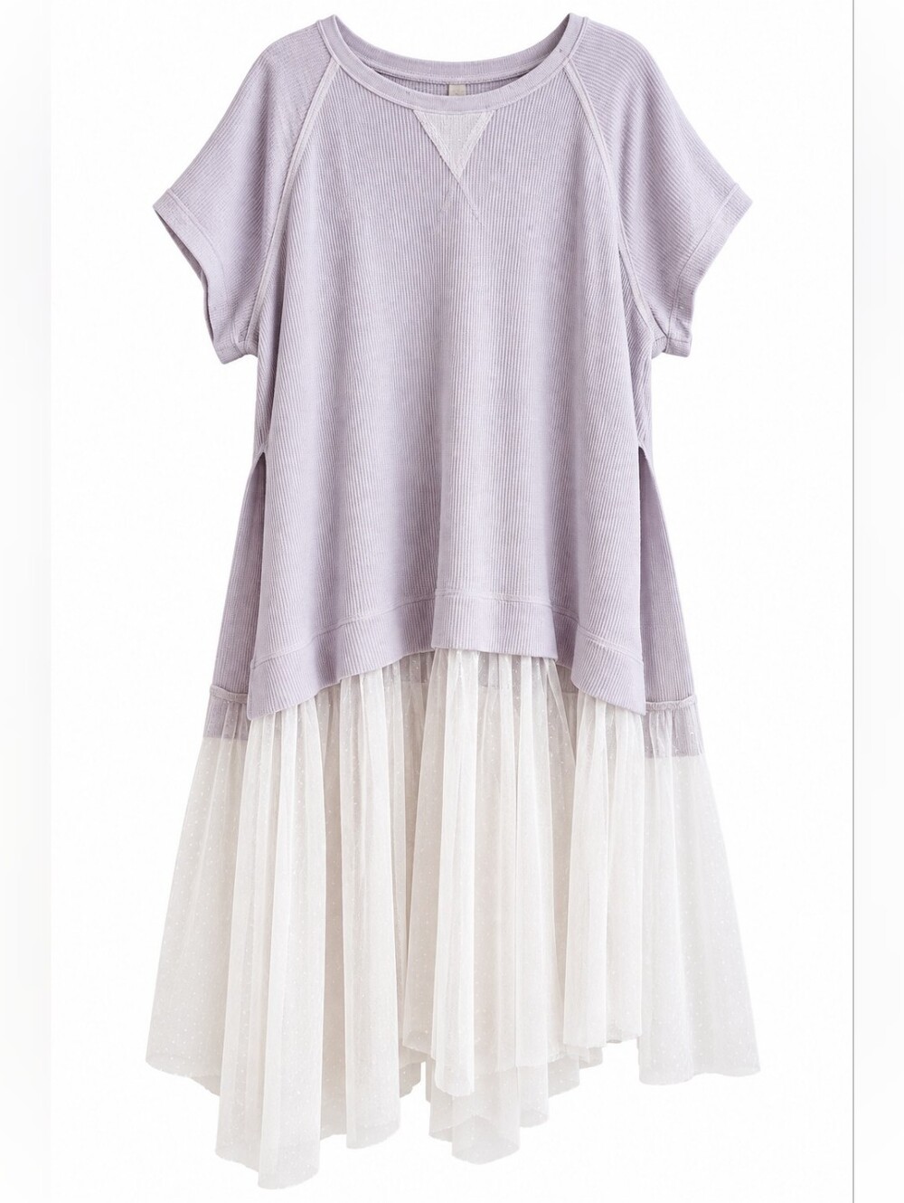 Free People Cloud Dance With Me Tunic Dress Lilac Tulle Lace Top S Romantic - Picture 2 of 13